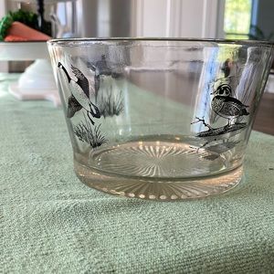 Antique. Vintage. Ice bucket. Can be used as bowl. Pheasants and ducks.